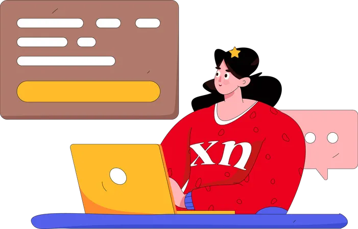 여성 프리랜서 개발자  일러스트레이션
