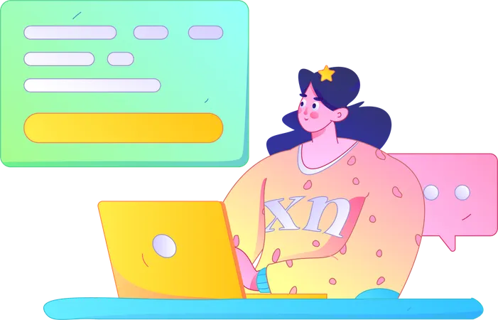 여성 프리랜서 개발자  일러스트레이션