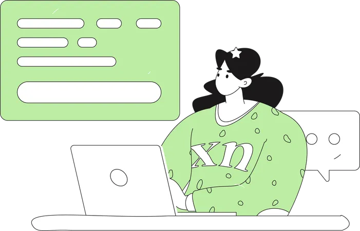 여성 프리랜서 개발자  일러스트레이션
