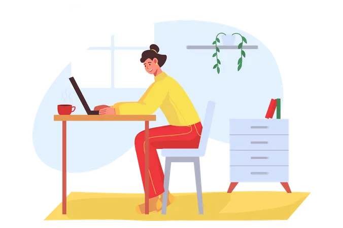 Female freelance worker  Illustration