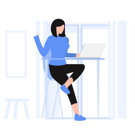 Female freelancer doing remote work  Illustration