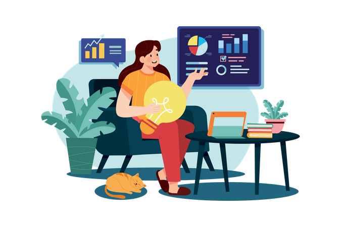 Female Freelancer with a business idea  Illustration