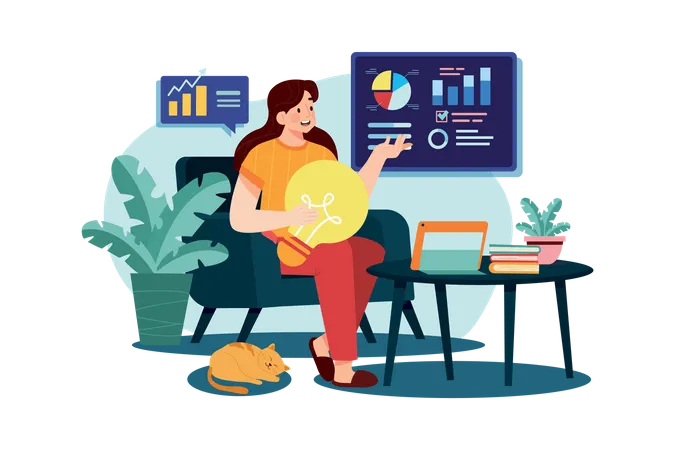 Female Freelancer with a business idea  Illustration