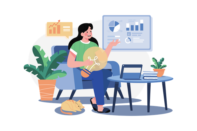 Female Freelancer with a business idea  Illustration