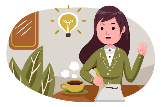 Female Freelancer with business idea  Illustration