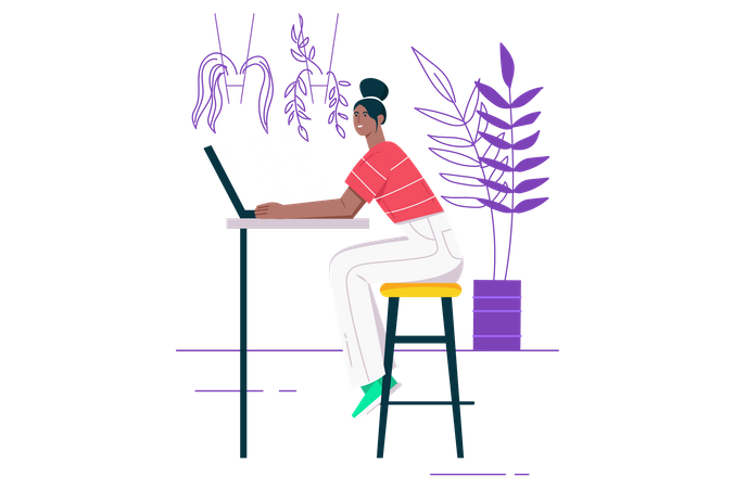 Female Freelancer working at office  Illustration