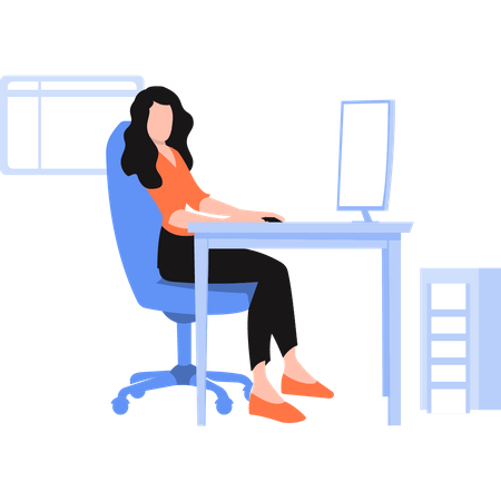 Female freelancer working from home Illustration