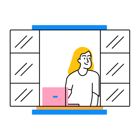 Female freelancer working from home  Illustration