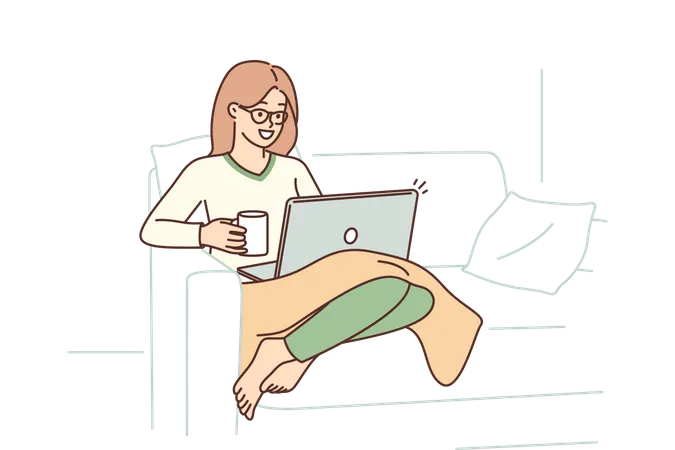 Female freelancer working from home  Illustration