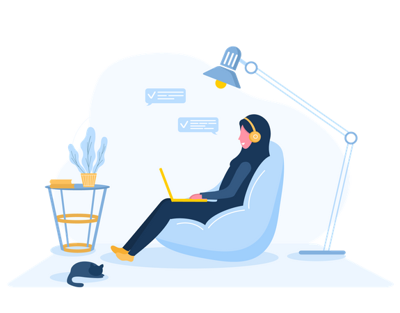 Female freelancer working from home  Illustration