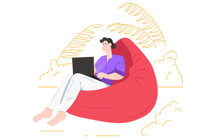 Female Freelancer working from home  Illustration