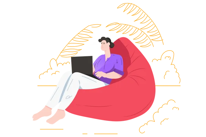 Female Freelancer working from home  Illustration