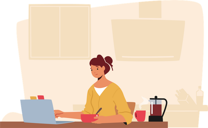 Female freelancer working from home  일러스트레이션