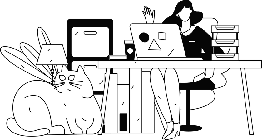 Female freelancer working from remote areas  Illustration