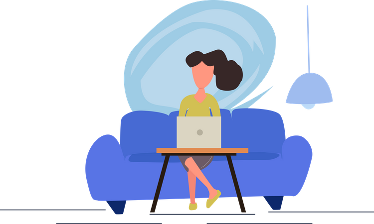 Female freelancer working on laptop  Illustration