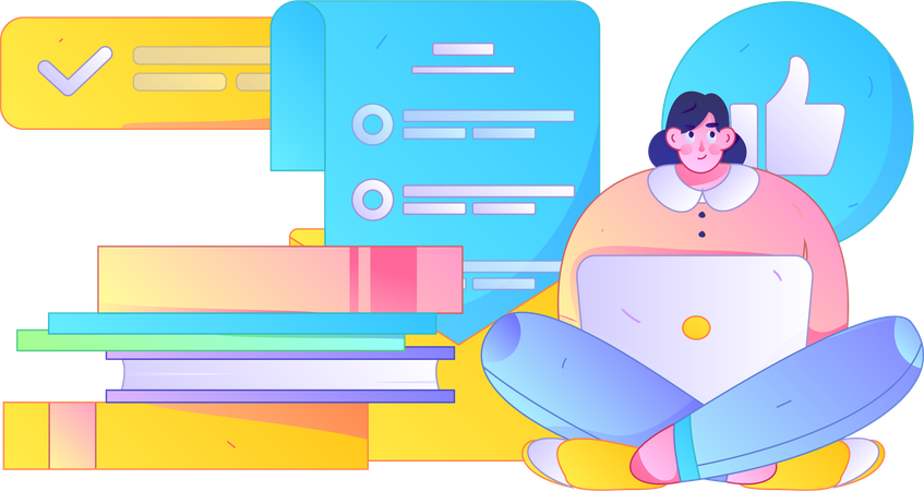 Female freelancer working online  Illustration