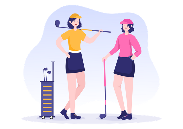 Female Friends Golf kit Illustration