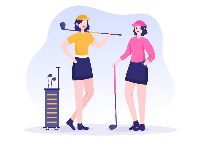 Female Friends Golf kit Illustration