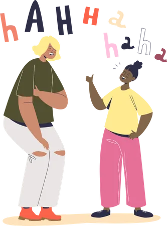 Female friends laughing Illustration