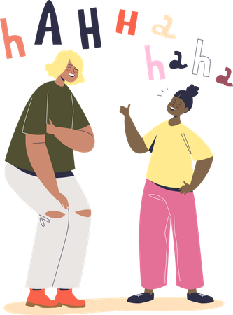 Female friends laughing  Illustration