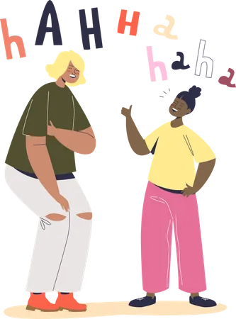 Female friends laughing  Illustration