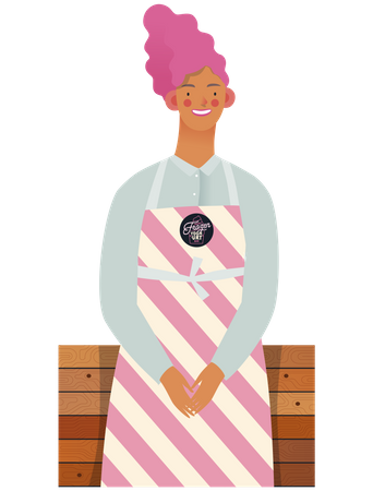 Female Frozen yoghurt Shop Owner  Illustration