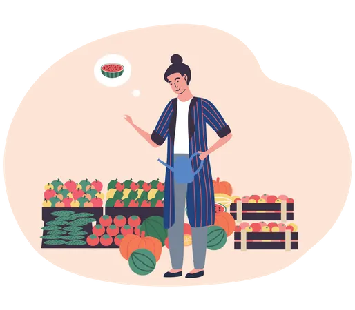 Female fruit seller  Illustration