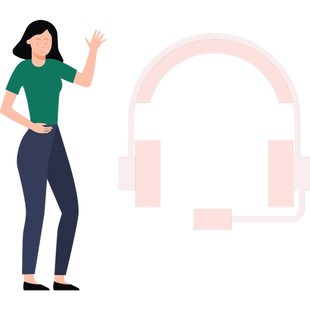 Female gamer with headphone  Illustration