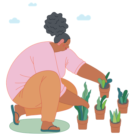 Female gardener planting tree  Illustration