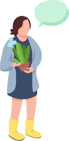 Female Gardener talking with someone  Illustration