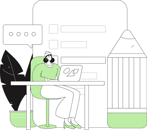 Female giving Customer Opinion  Illustration