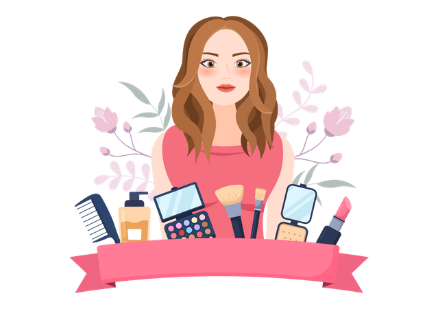 Female glamour makeup cosmetics collection Illustration