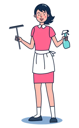 Female glass cleaner  Illustration