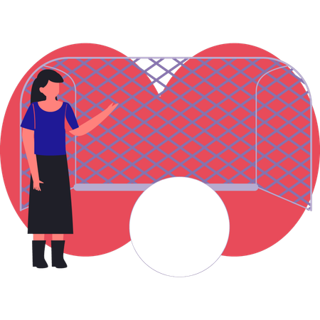 Female goalkeeper standing while focusing on soccer goal  Illustration