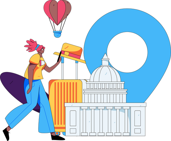 Female going on world trip  Illustration