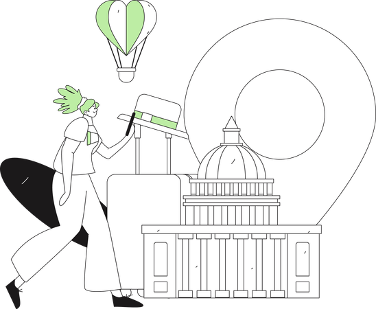 Female going on world trip  Illustration