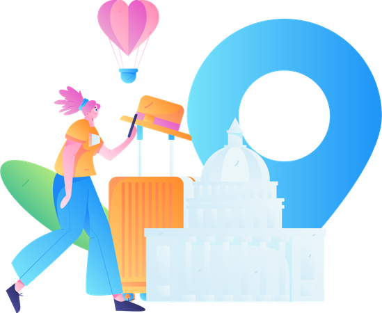 Female going on world trip  Illustration
