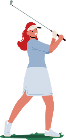 Female Golfer hitting long shot  Illustration