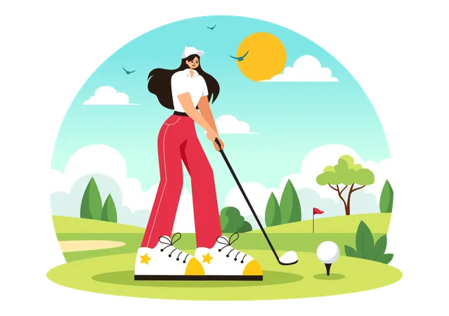 Female Golfer  Illustration