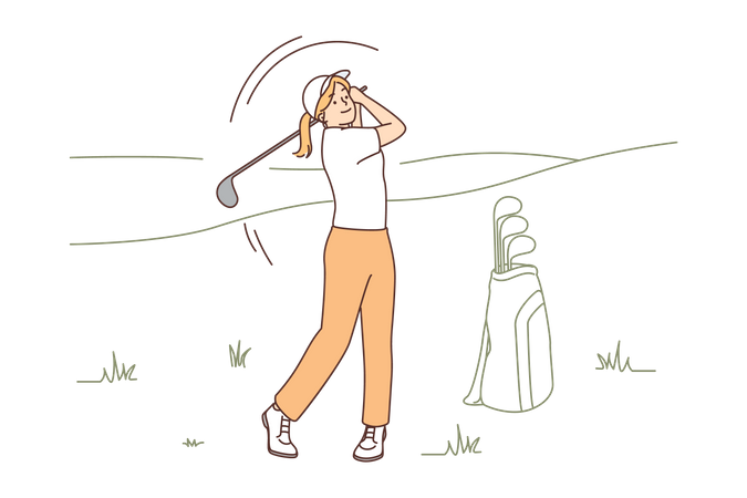 Female golfer take shot  Illustration