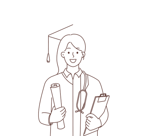 Female graduated doctor  Illustration