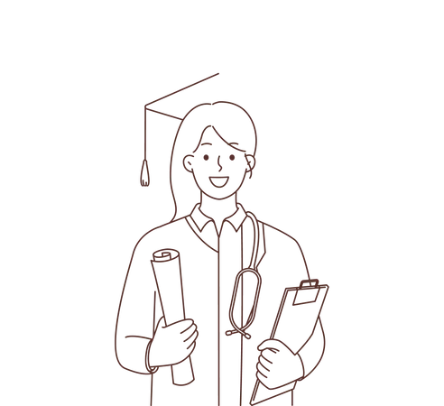 Female graduated doctor  Illustration