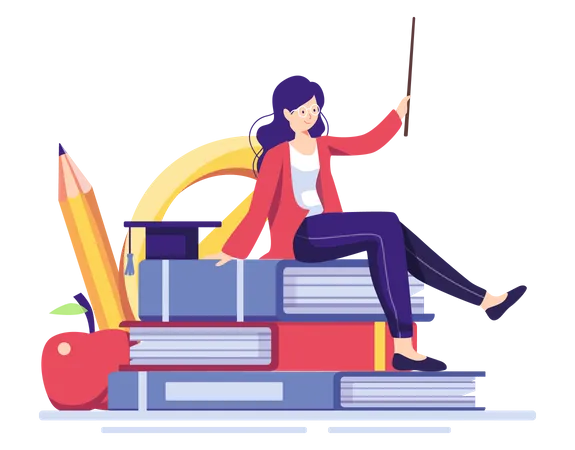 Female Graduated Teacher  Illustration