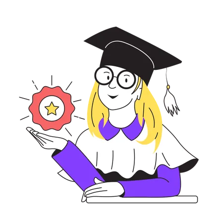 Female Graduation Student  Illustration