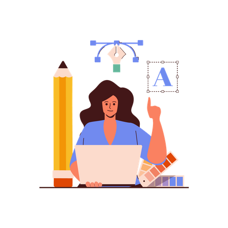 Female Graphic Designer getting idea  Illustration