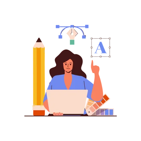 Female Graphic Designer getting idea  Illustration