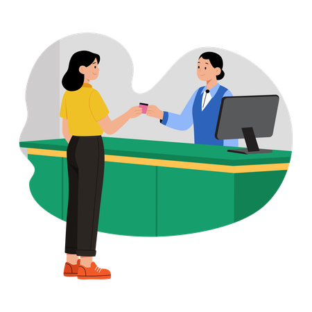 Female guest Asking for Room Key  Illustration