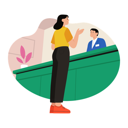 Female guest Asking for Room Key  Illustration