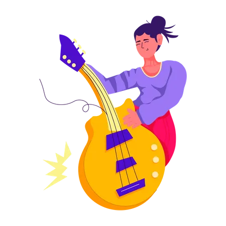 Female Guitar Player  Illustration
