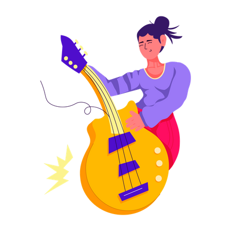 Female Guitar Player  Illustration